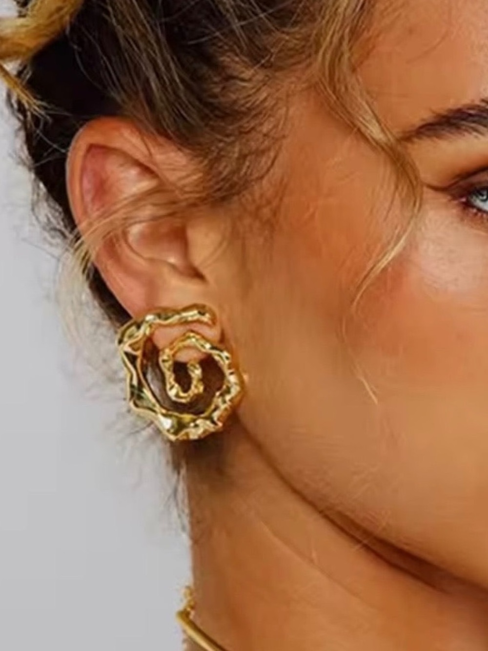 Gold Spiral Statement Earrings - Women Jewelry